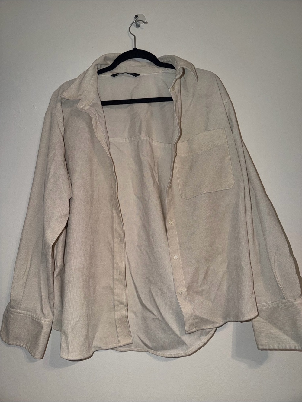 Zara Men's Cream Button-Down Casual Shirt